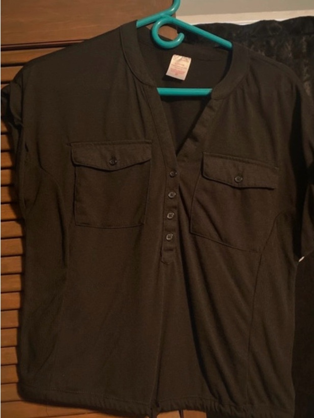 No Boundaries black Short-Sleeve Henley Button-Front Shirt